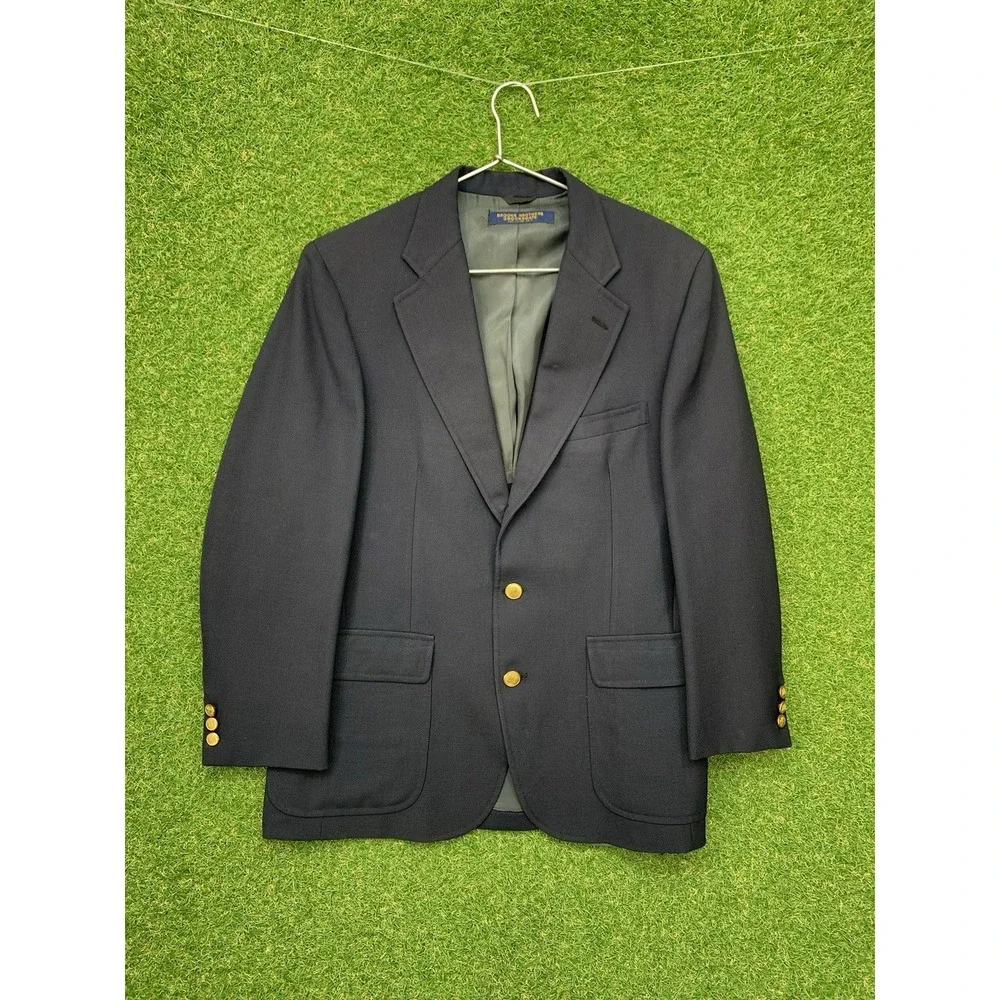 Brooks Brothers Brooksgate Blazer Suit Jacket Mens 40 Sports Coat Black 2 Button